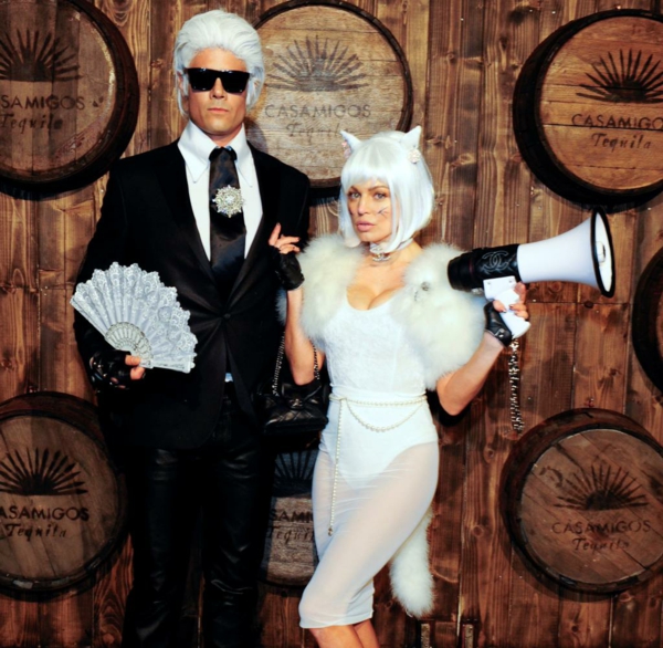 idée de déguisement couple halloween Karl Lagerfeld et son chat domestique Choupette