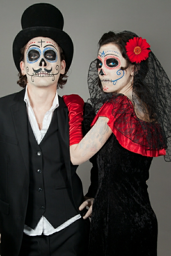 idée de déguisement couple halloween cânes de sucre mexicain