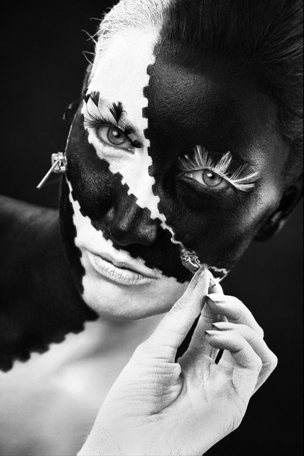 idée de maquillage pour halloween femme noir et blanc