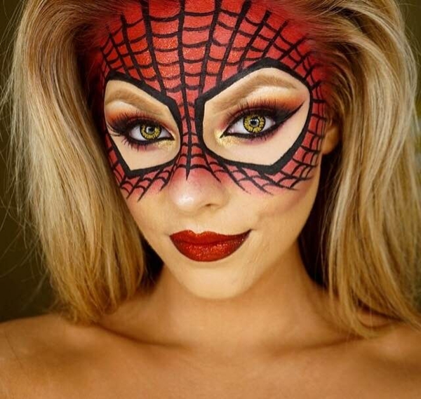 maquillage facile pour halloween femme thème spiderman