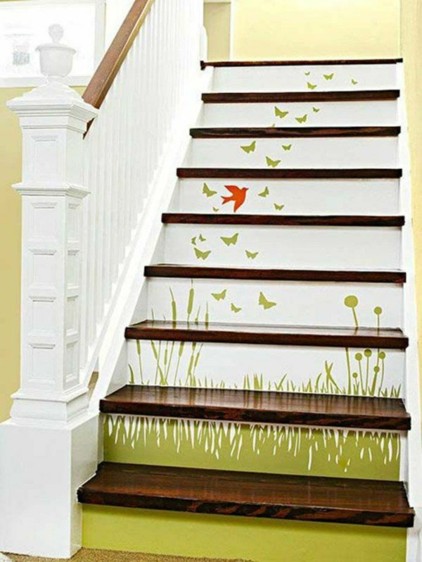 superbe idée de déco montée d'escalier papier peint