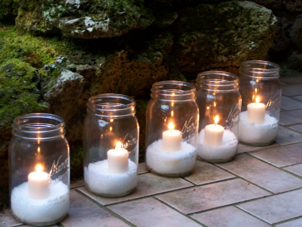 décoration de noël extérieur bougies en bocaux