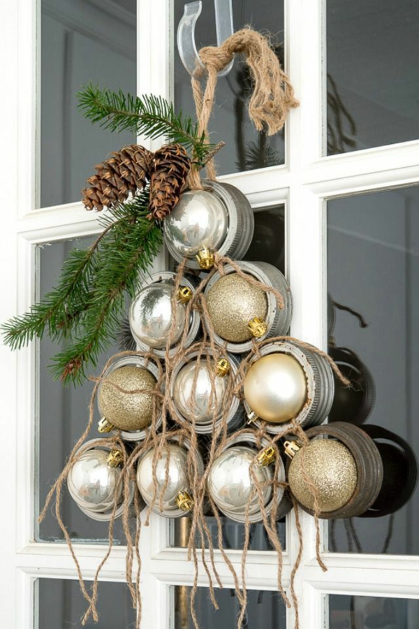 décoration de noël extérieur couvercles de bocaux Mason boules de Noël