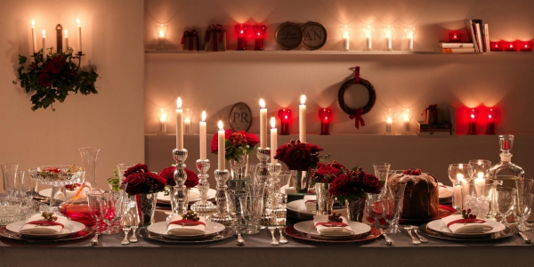 décoration de table Noël cristal et porcelaine