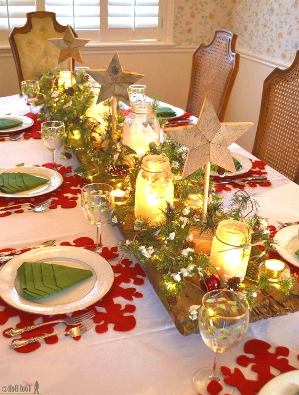 décoration de table Noël jeté blanc