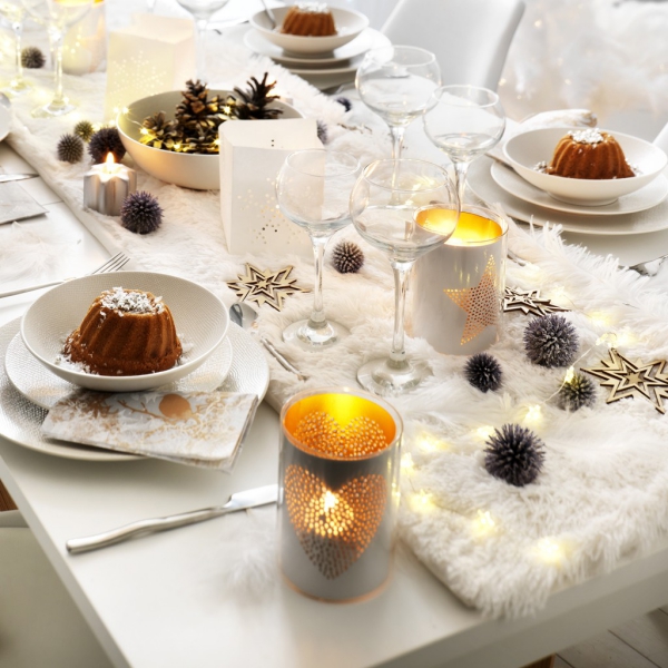 décoration de table Noël table blanche