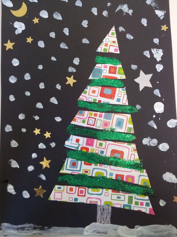activité manuelle maternelle Noël du papier multicolore