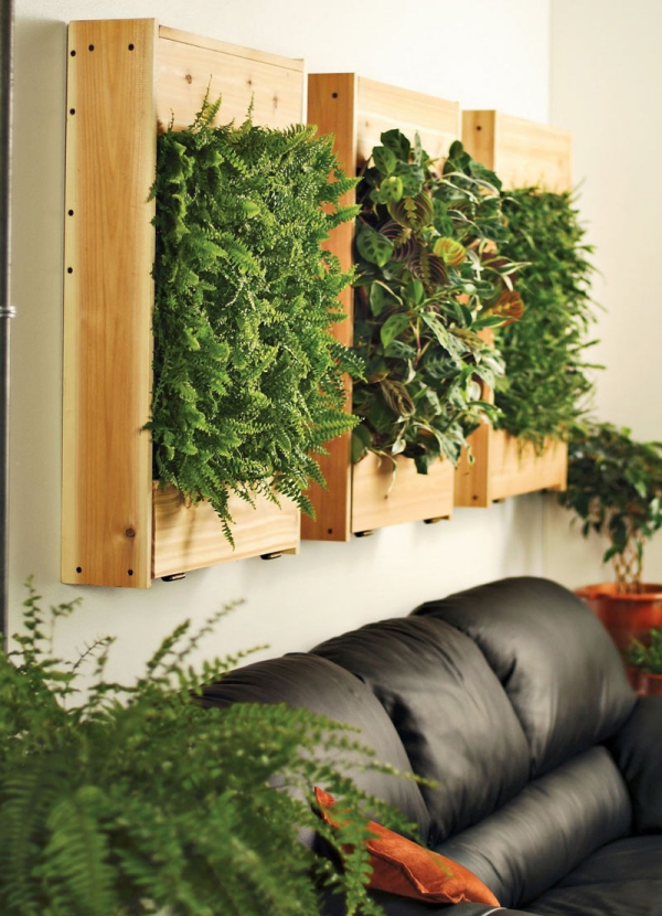 mur végétal palette canapé et verdure