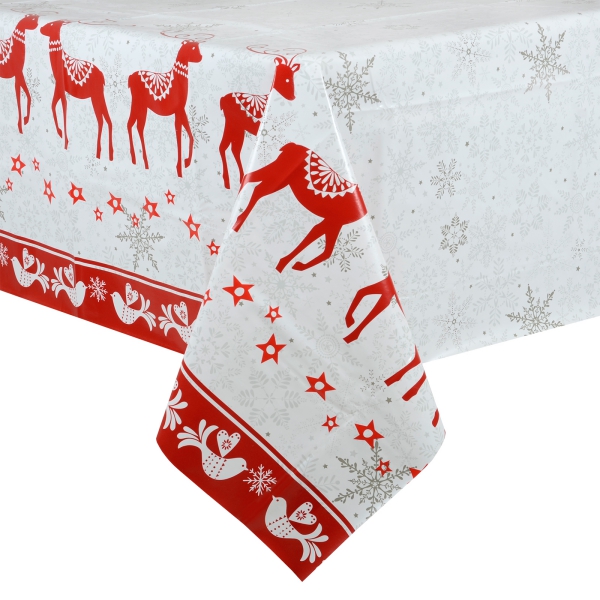 nappe de Noël en papier rennes et flocons de neige