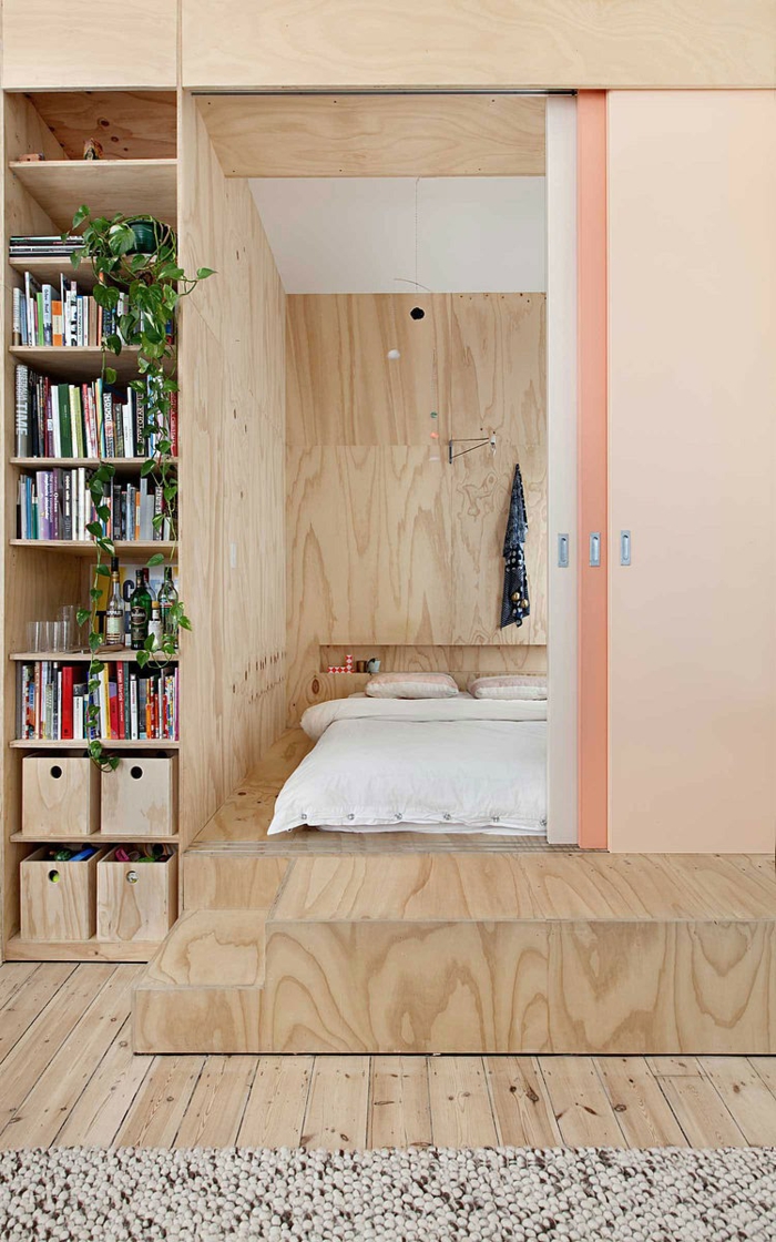 petit appartement idée estrade en bois