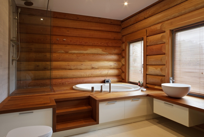 salle de bains idée estrade en bois