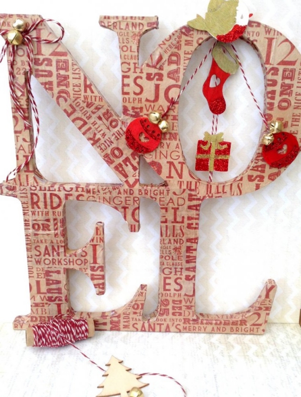 serviettage Noël lettres énormes pour décoration