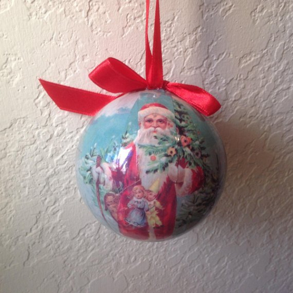 serviettage Noël une boule à accrocher