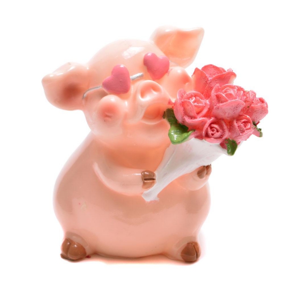 année du cochon une figure en rose