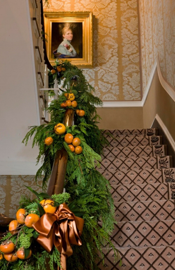 décoration escalier noël avec des fruits