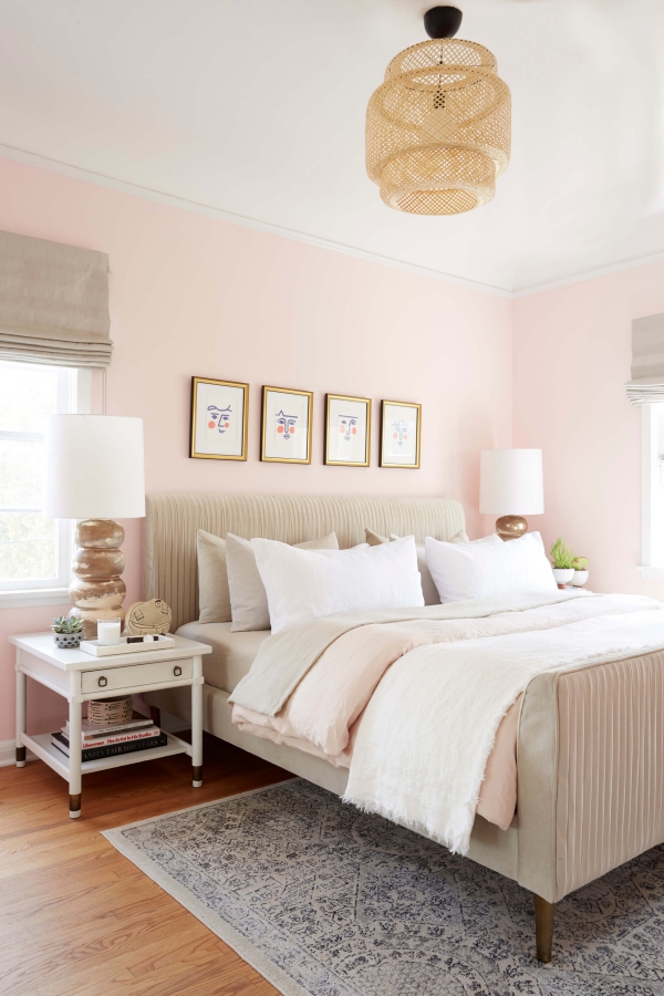 peinture rose poudré une chambre à coucher