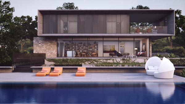 couleur façade maison tendance piscine extérieure