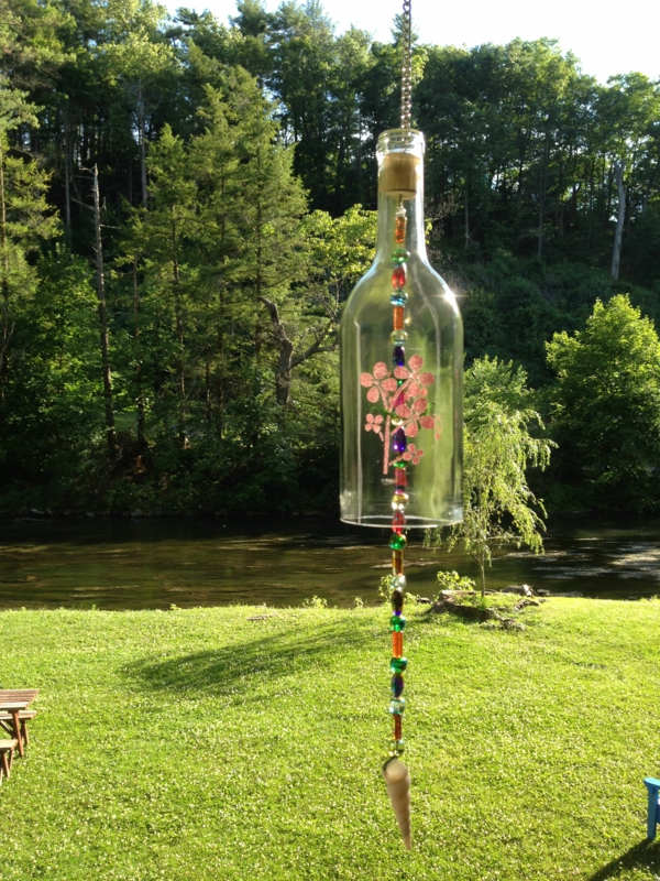 diy carillon éolien bouteille en verre perles décoratives