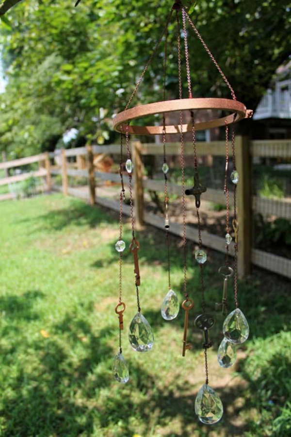 diy carillon éolien métal clés perles en verre