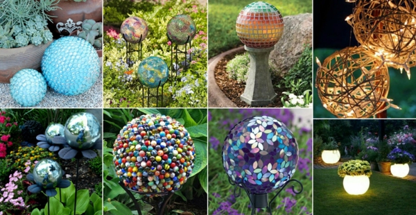 décorer son jardin avec des objets de récupération boules recyclage