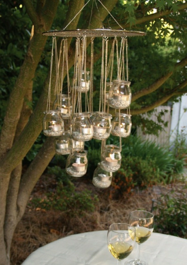 décorer son jardin avec des objets de récupération mason jar