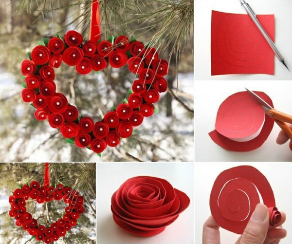 idée cadeau saint valentin fait main couronne de fleurs origami