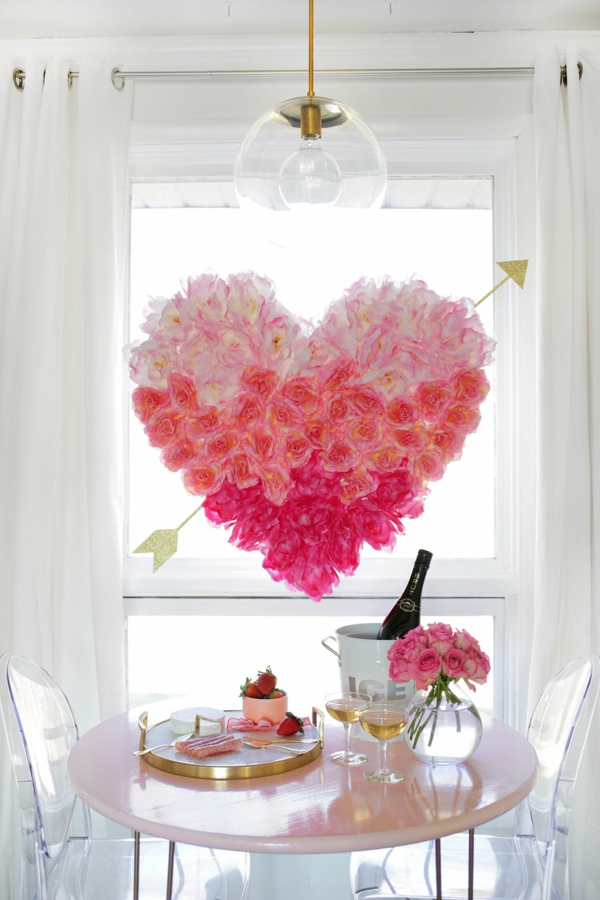 idée cadeau saint valentin fait main déco fenêtre fleurs en papier