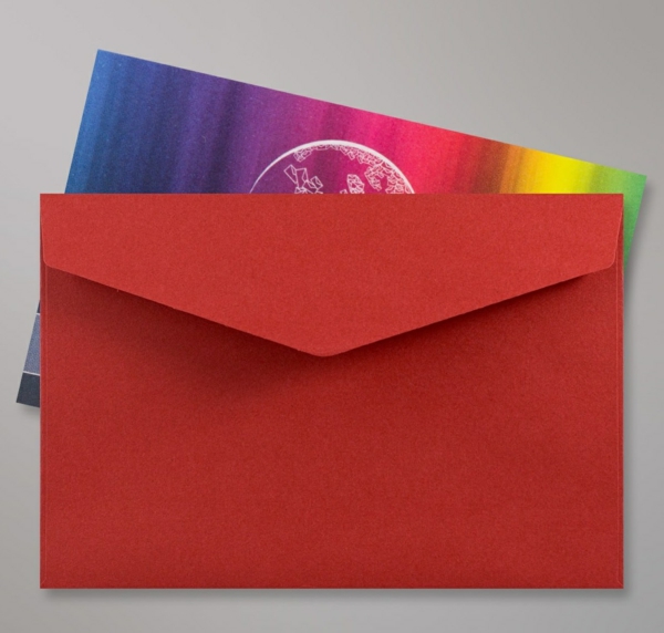 invitations de mariage Enveloppe Rouge Foncée Patte Triangulaire Avec Bande Adhésive