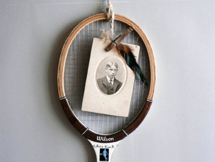cadre photo avec une raquette de tennis idée