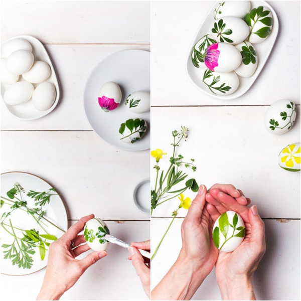 façon créative de décorer un œuf de Pâques colle artisanale fleurs