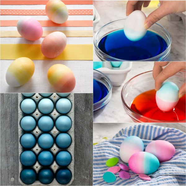 façons créatives de décorer un œuf de Pâques effet ombré