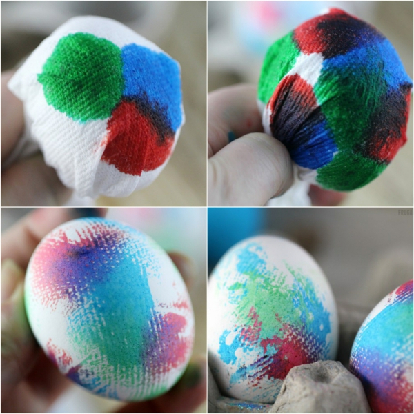 façons créatives de décorer un œuf de Pâques essuie-tout colorant