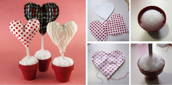 idée de déco saint-valentin à faire soi-même coeurs textile crochet