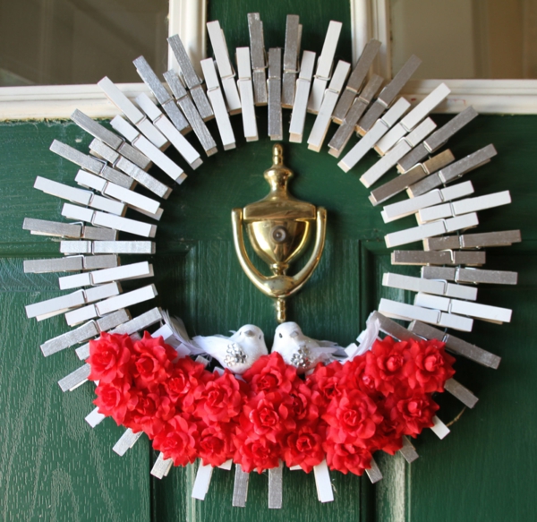 idée de déco saint-valentin à faire soi-même couronne de porte pinces à linge