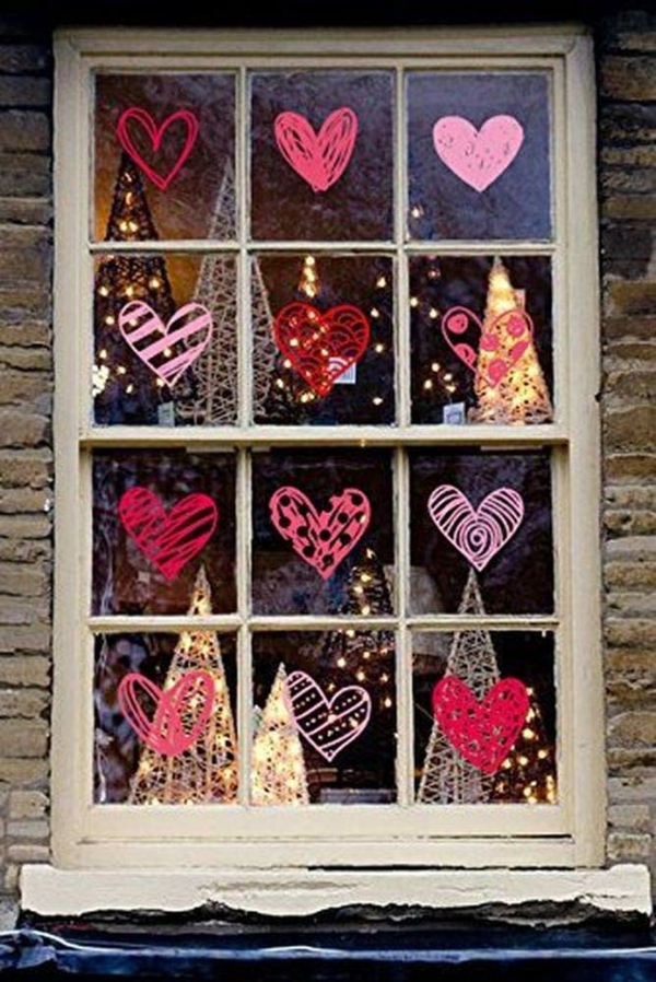 idée de déco saint-valentin à faire soi-même peinture sur fenêtre