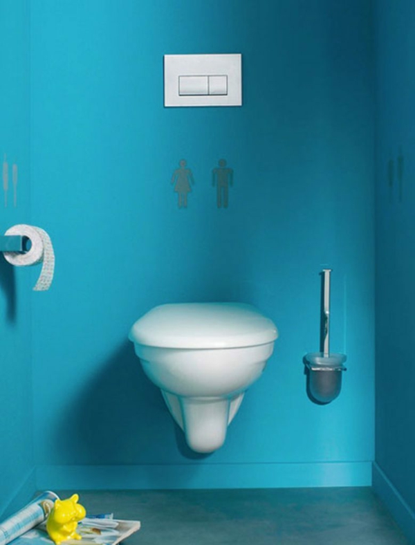 idée de peinture toilettes tendance bleu azur