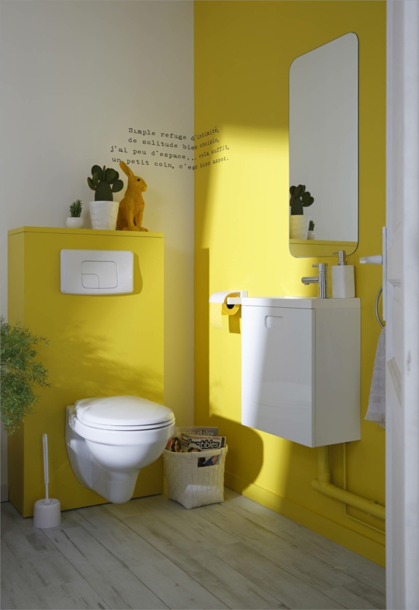 idée de peinture toilettes tendance jaune soleil
