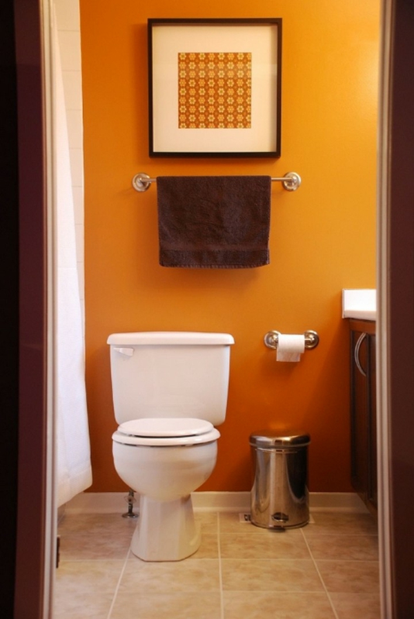 idée de peinture toilettes tendance orange
