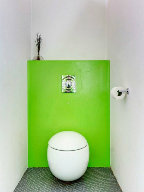 idée de peinture toilettes tendance vert fluo