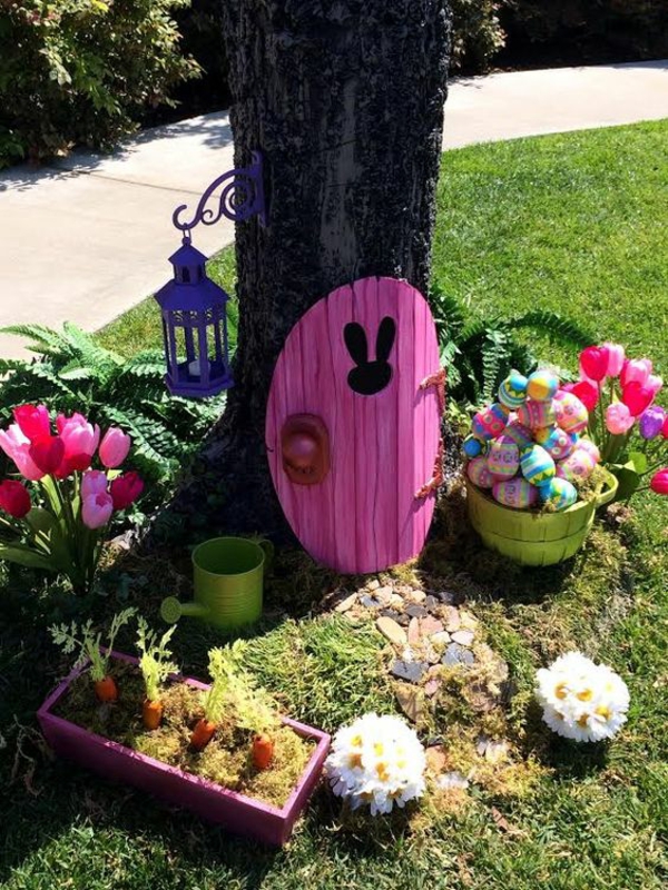 idée décoration de pâques à faire soi-même maison de lapin