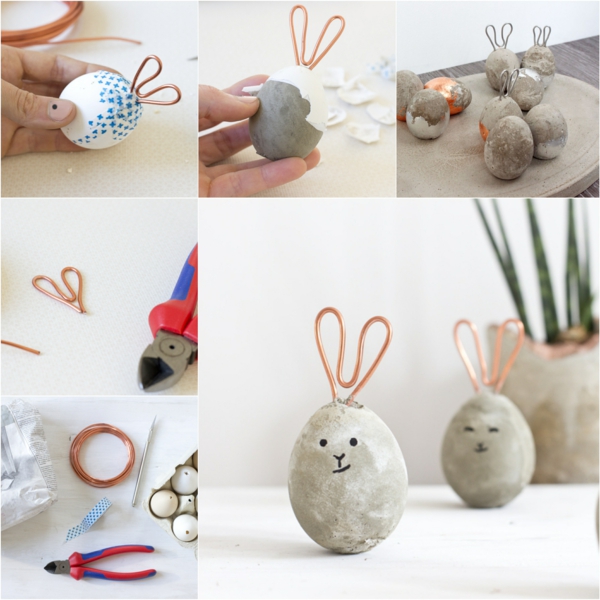 Comment faire des œufs de Pâques décoratifs en béton diy lapins