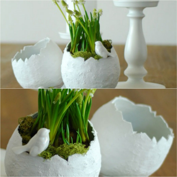 Comment faire des œufs de Pâques décoratifs en béton déco plantes mousse végétale