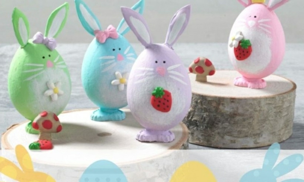 Comment faire des œufs de Pâques décoratifs en béton lapins colorés