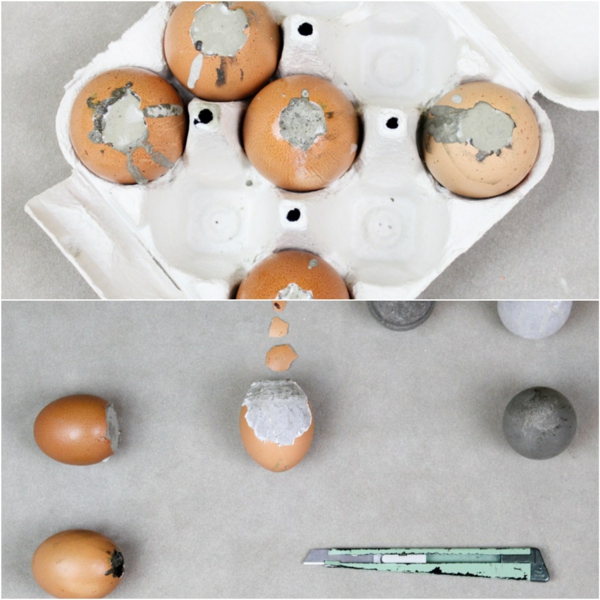 Comment faire des œufs de Pâques décoratifs en béton oeufs dorés étape 3