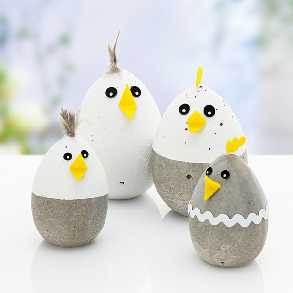 Comment faire des œufs de Pâques décoratifs en béton poussins