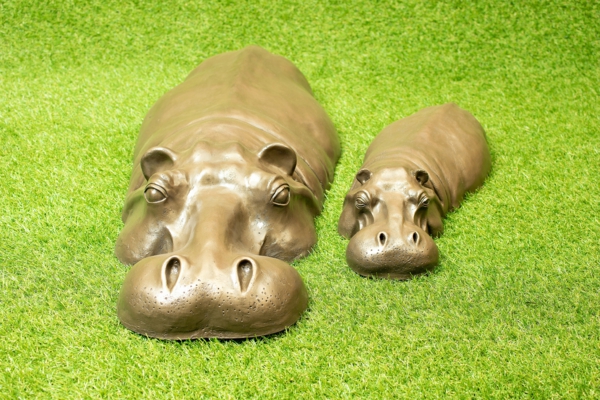 hippopotame idée déco jardin métal rouillé