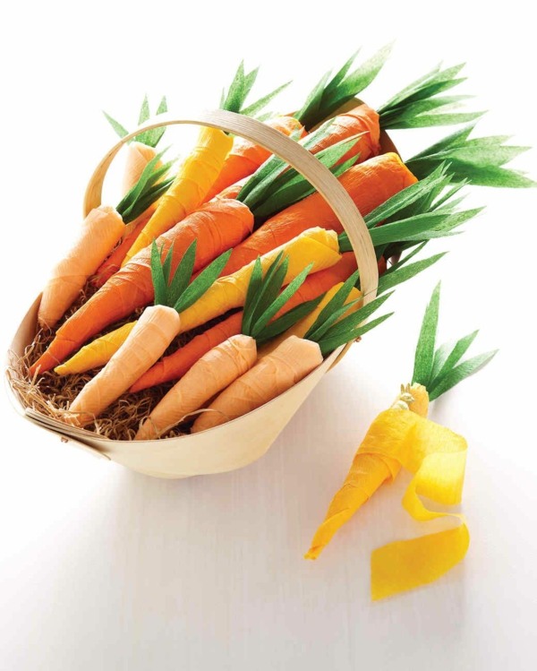 idée activité manuelle pâques diy carottes en papier crépon