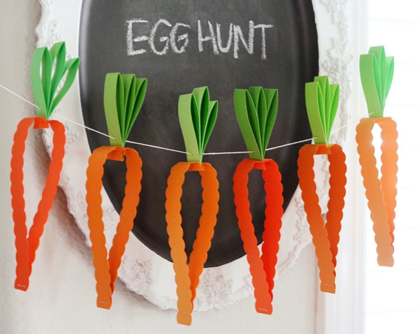 idée activité manuelle pâques diy guirlande carottes en carton