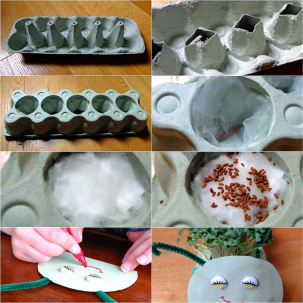 idée de bricolage pâques maternelle chenille boîte d'oeufs