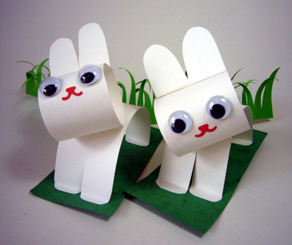 idée de bricolage pâques maternelle lapin de pâques carton blanc